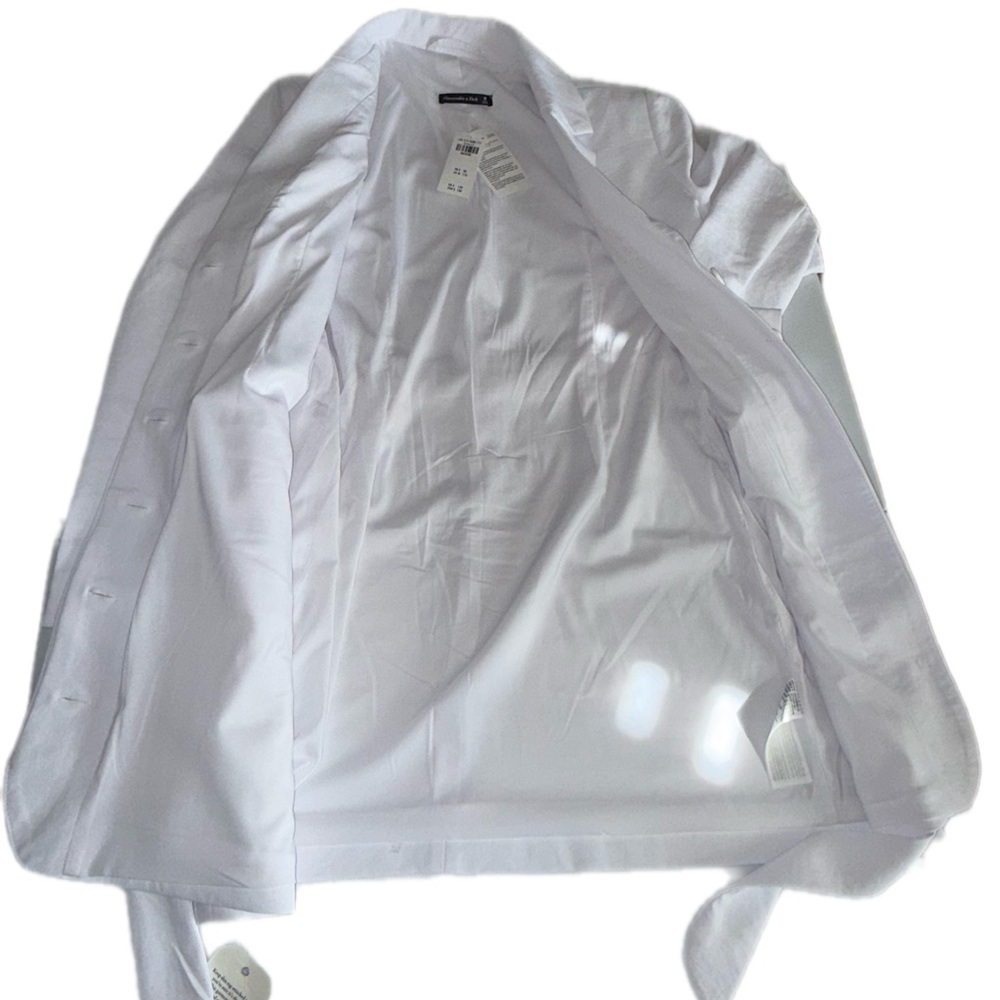 NWT Abercrombie & Fitch White Belted Trench Coat Jacket Medium - Picture 9 of 14